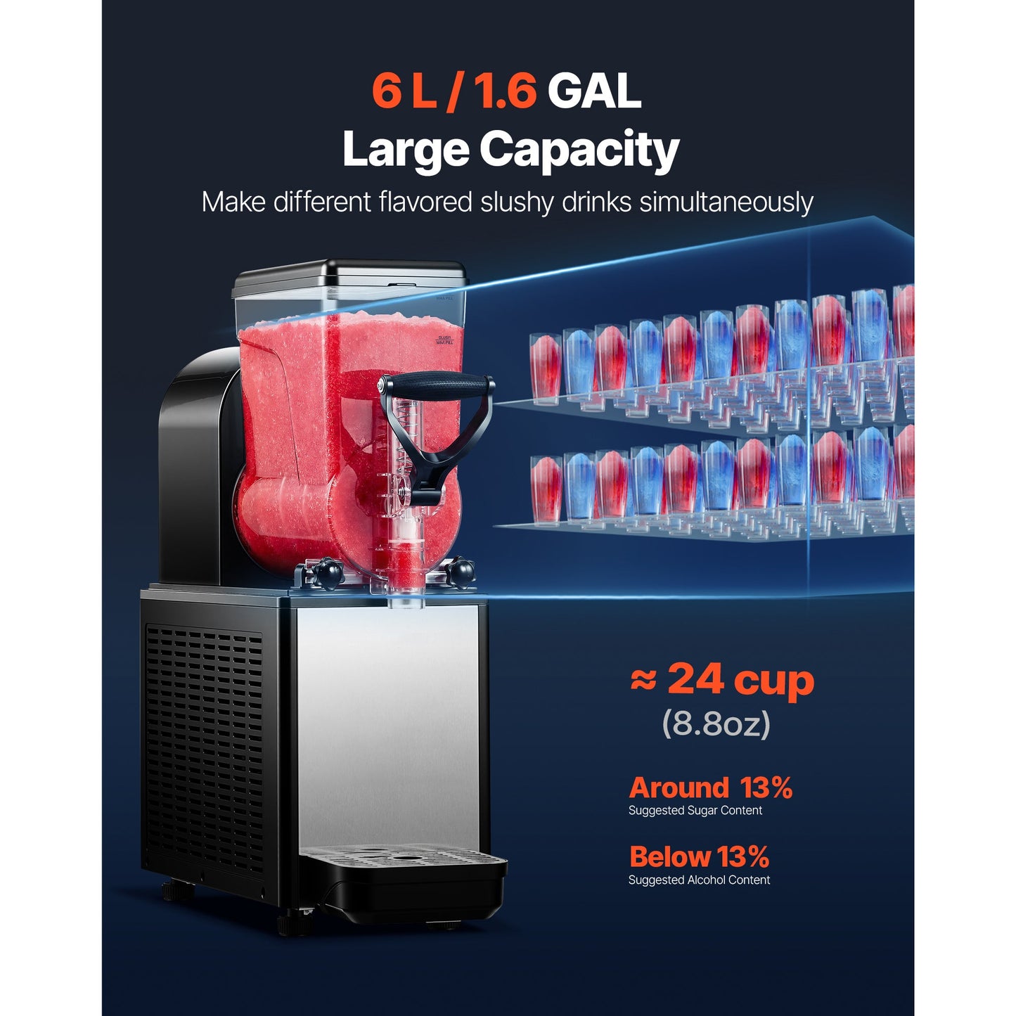 6L Commercial Slushie Machine | Self-Cleaning Margarita Slushy Maker - stcraftdigital