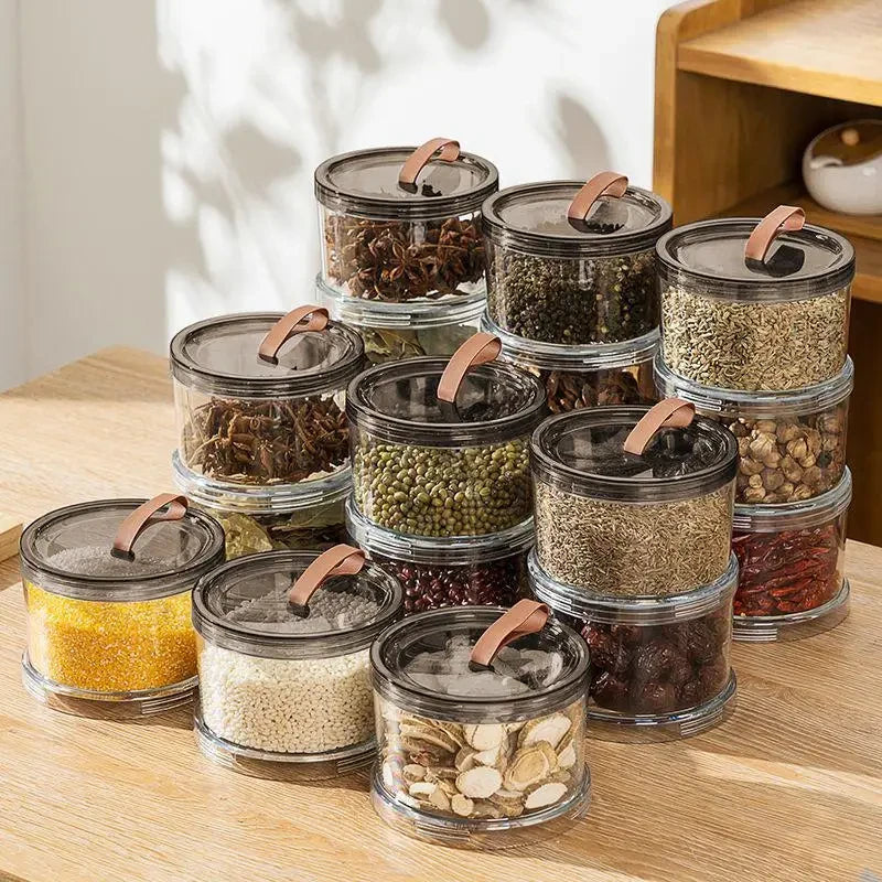 Sealed Jars Kitchen Seasoning Storage Organizer Airtight Stackable Bottle Organization Space-Saving Design For Home Dish Counter