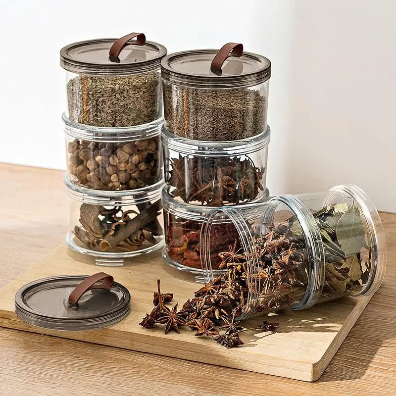 Sealed Jars Kitchen Seasoning Storage Organizer Airtight Stackable Bottle Organization Space-Saving Design For Home Dish Counter