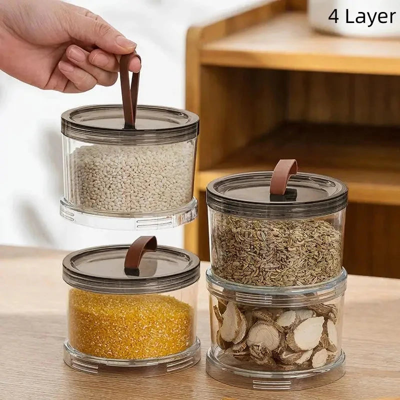 Sealed Jars Kitchen Seasoning Storage Organizer Airtight Stackable Bottle Organization Space-Saving Design For Home Dish Counter