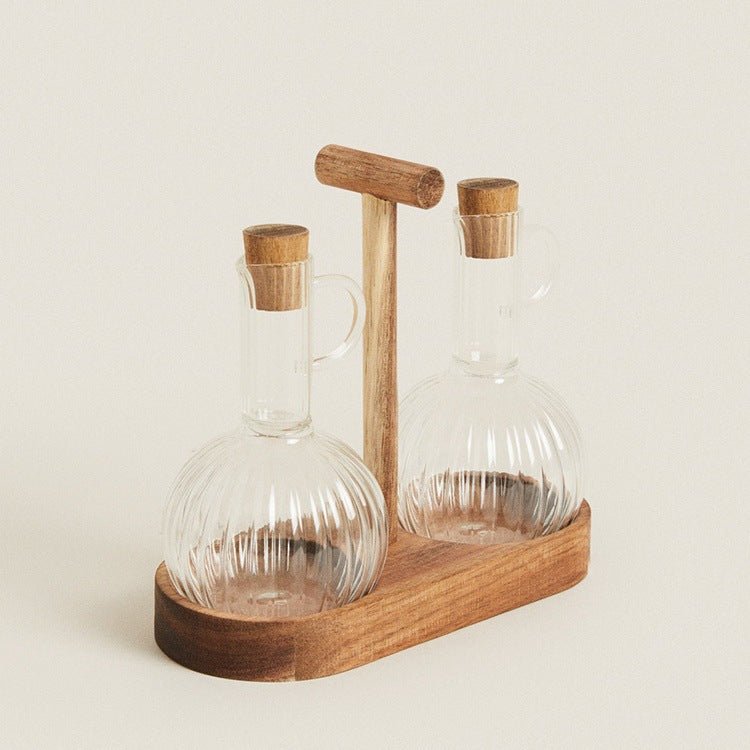 Borosilicate Glass Oil Dispenser with Wood Stopper - stcraftdigital