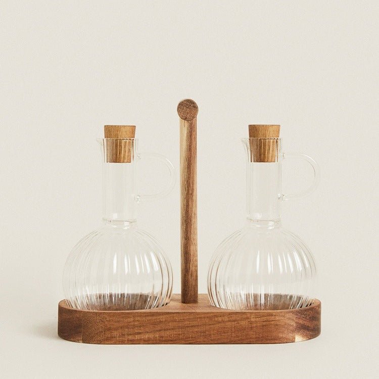 Borosilicate Glass Oil Dispenser with Wood Stopper - stcraftdigital