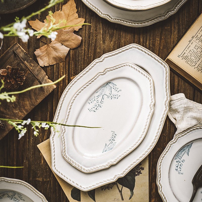 Ceramic Tableware Underglaze Rice Dinner Plate Fish Dish Mug Soup Bowl - stcraftdigital