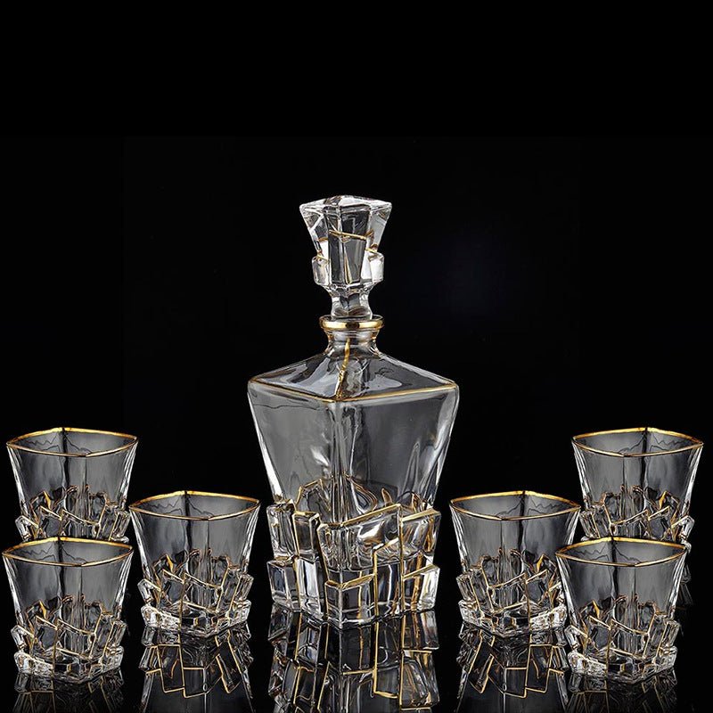 Creative Versatile Crystal Glass Whisky Set by stcraftdigital, featuring elegant whiskey glasses on a sleek home bar display.