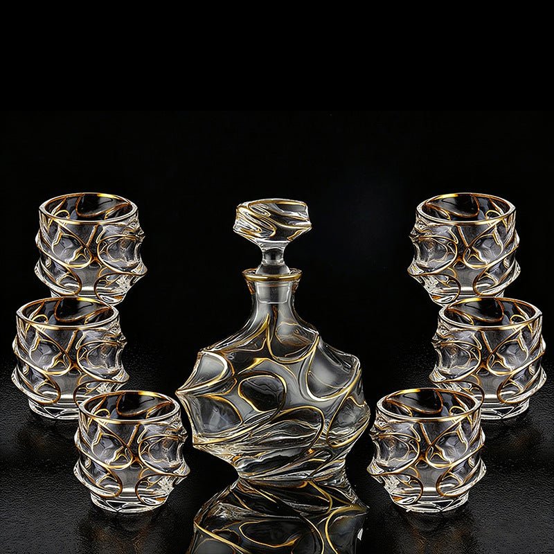 Set of clear crystal glass whisky glasses from stcraftdigital, featuring a versatile design for home bar use.
