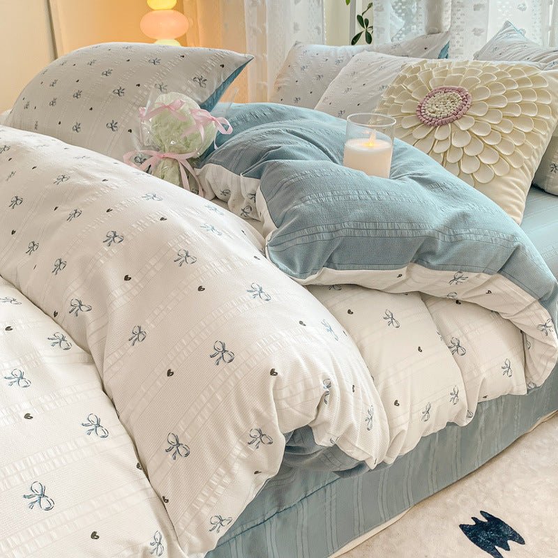 Premium Jacquard Quilt Cover Set Blue Mood