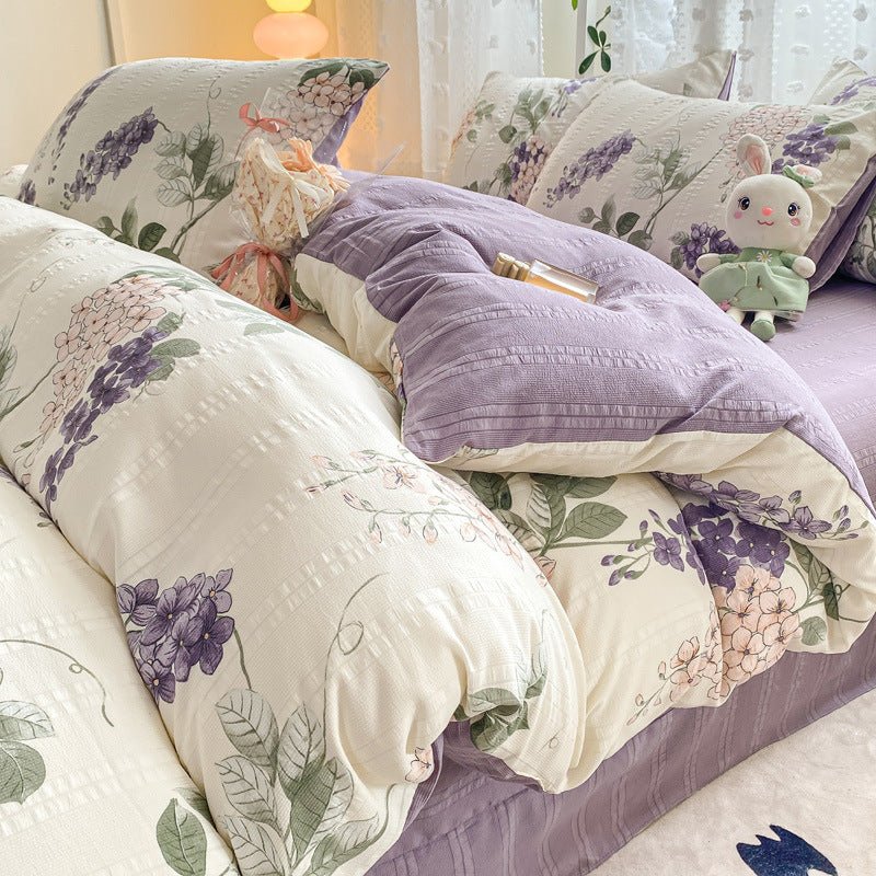 Premium Jacquard Quilt Cover Set Purple Flower Dream