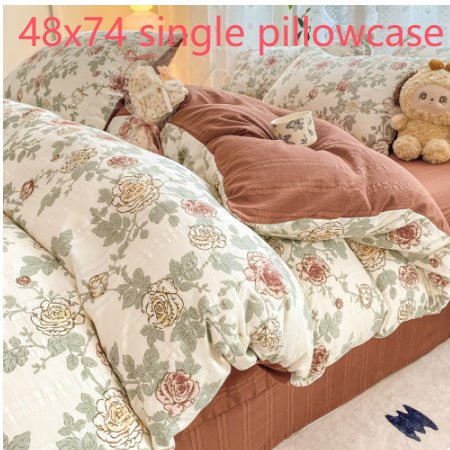 Premium Jacquard Quilt Cover Set Single Pillowcase Flower Town