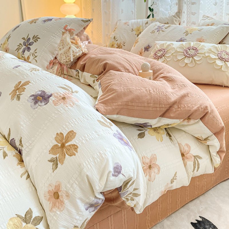Premium Jacquard Quilt Cover Set Colorful Flowers