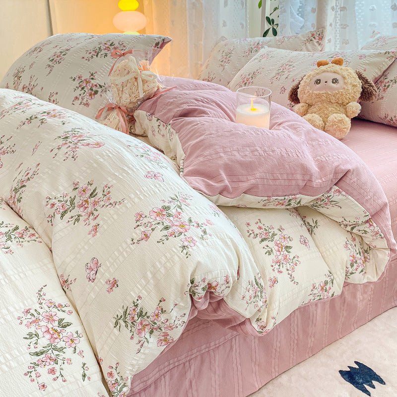 Premium Jacquard Quilt Cover Set Blooming Flowers