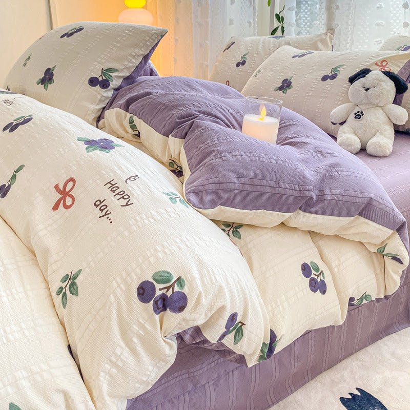 Premium Jacquard Quilt Cover Set Blueberry