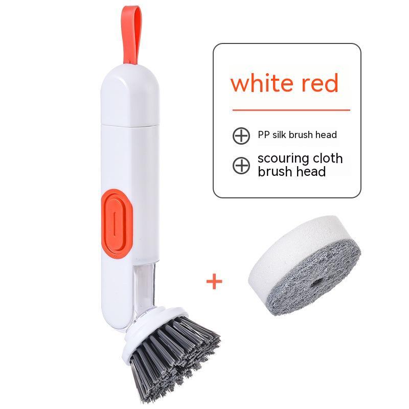 Multi-Functional Long-Handle Liquid-Filled Cleaning Brush Washing Up Brushes With Liquid Dispenser Two Replacement Heads For Kitchen Cleaning Brush Gadgets - stcraftdigital