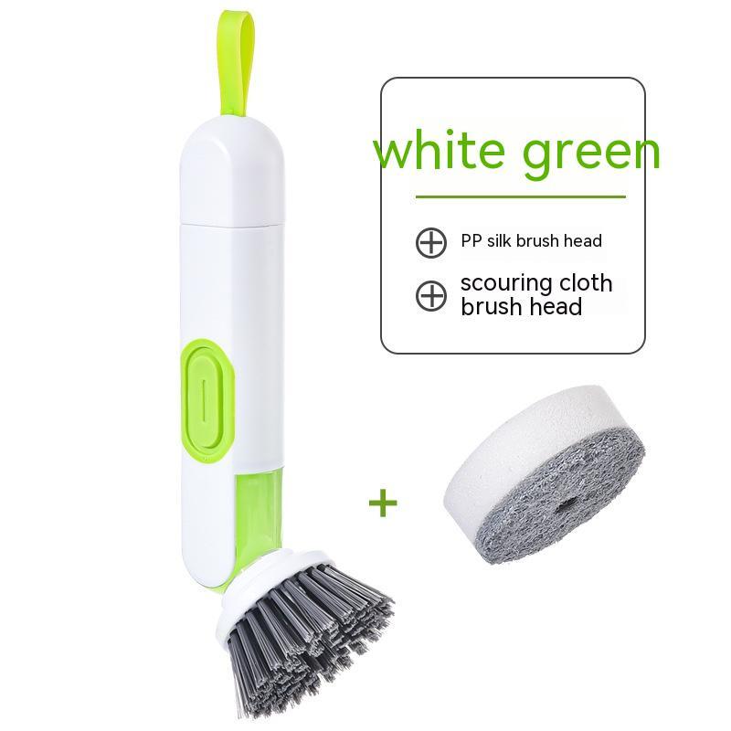 Multi-Functional Long-Handle Liquid-Filled Cleaning Brush Washing Up Brushes With Liquid Dispenser Two Replacement Heads For Kitchen Cleaning Brush Gadgets - stcraftdigital