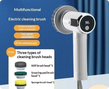 Multifunctional Smart Display Electric Cleaning Brush Wireless Kitchen Sink Cleaning Brush Waterproof Electric Pot Brush Cleaning Tool - stcraftdigital